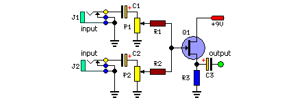 stereo to mono converter based on fet – Circuit Schematic