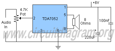 2 watt amplifier tda7052 circuit