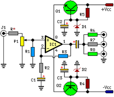 three channel audio splitter – Circuit Schematic