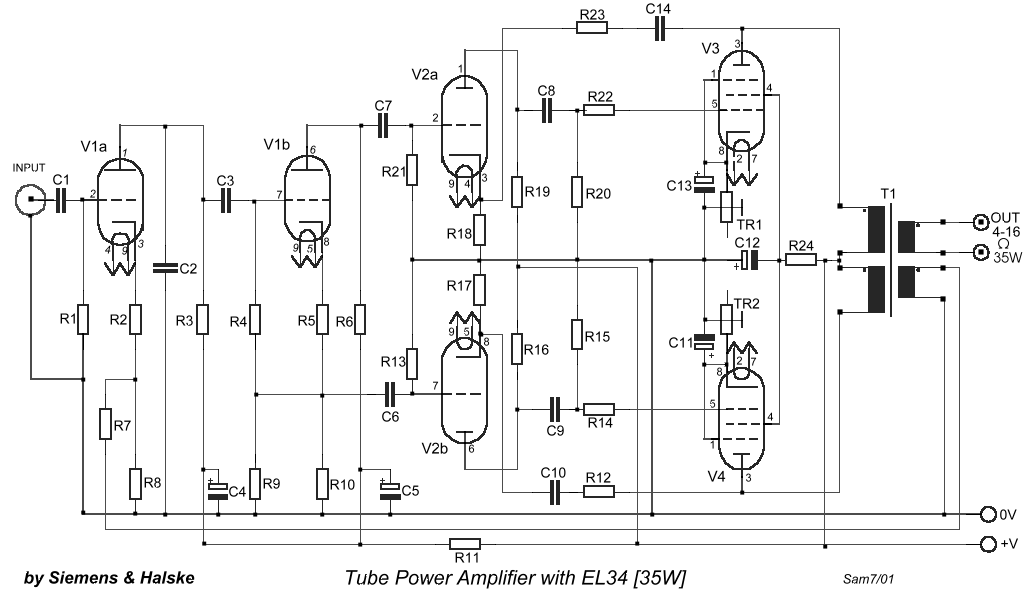 tube power amplifier with el34 35w circuit