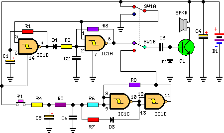 two tone siren circuit schematic using one ic – Circuit Schematic