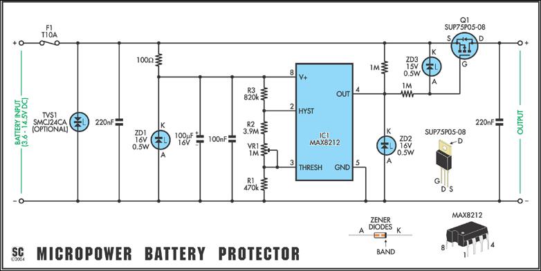 versatile micropower battery protector circuit