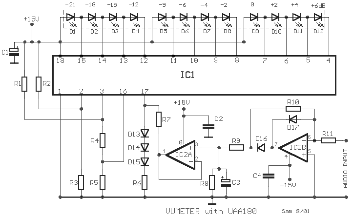 vu meter 5 with uaa180 – Circuit Schematic