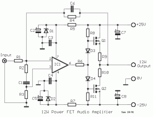 12W Audio Power Amplifier circuit