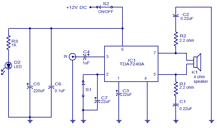 20W audio amplifier using TDA7240 circuit