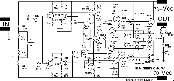 BUZ902DP 300 Watt Audio Power Amplifier circuit