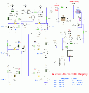 6 Zone Alarm with LED Display Circuit With LM7805 IC circuit