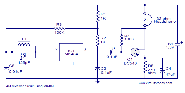 MK484 AM receiver circuit – Circuit Schematic
