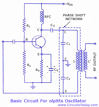 Colpitts oscillator using transistor Circuit diagram and theory circuit