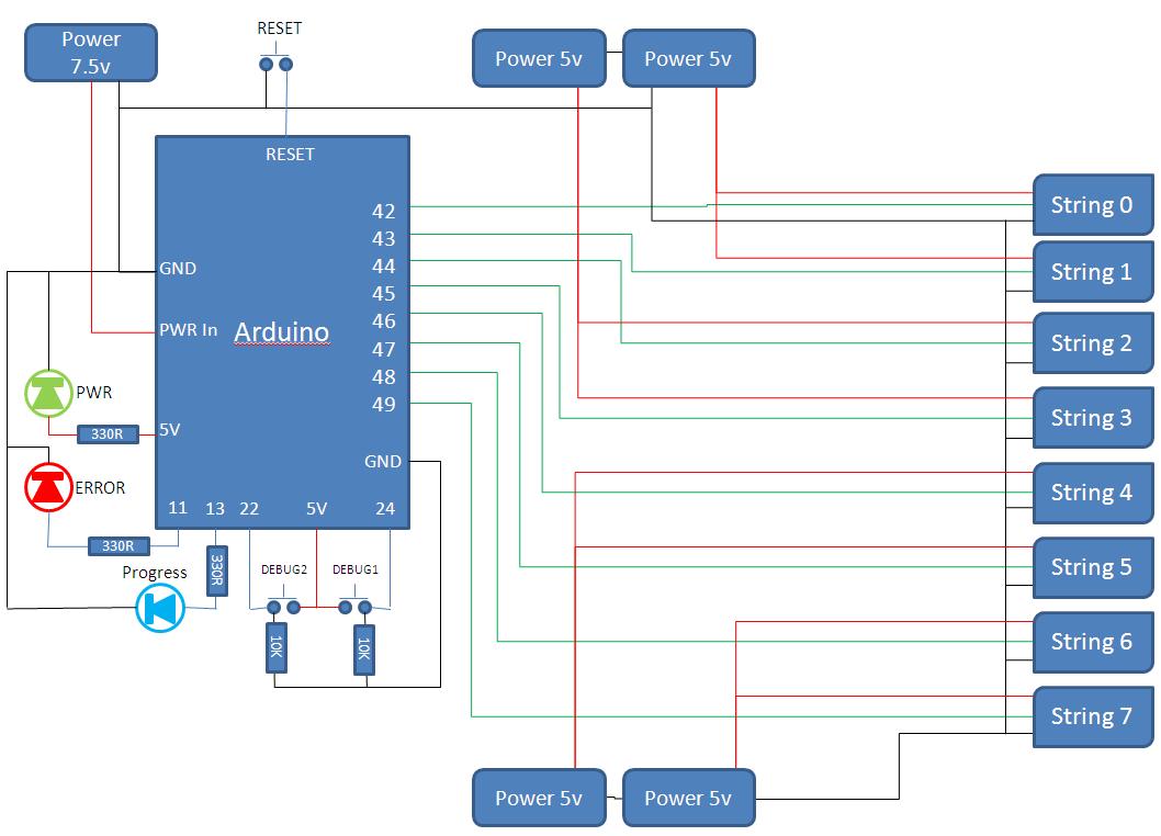 Simulating and controlling GE Color Effects Lights with Arduino circuit