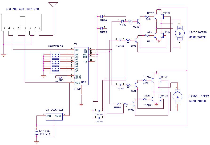 Remote Operated Spy Robot Circuit