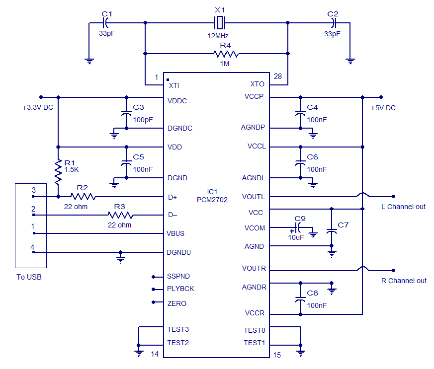 USB sound card – Circuit Schematic