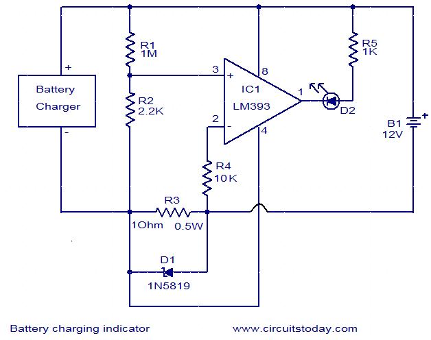 Battery charging indicator circuit