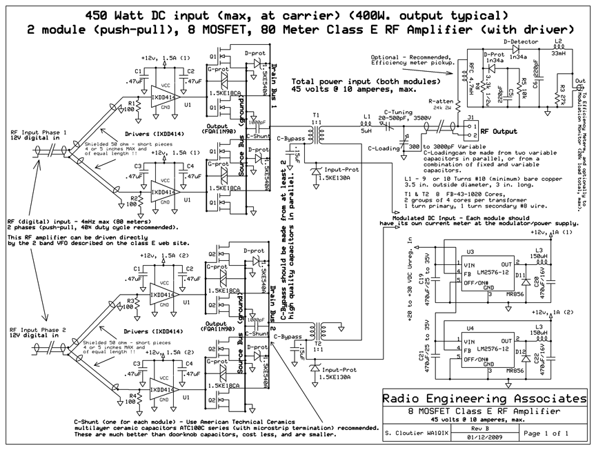400 Watt 80 Meter RF Amplifier circuit