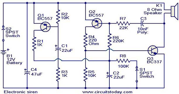 Electronic siren circuit