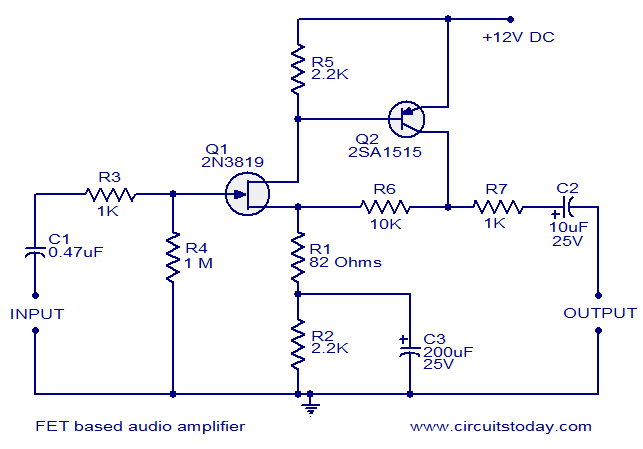 FET based audio preamplifier circuit
