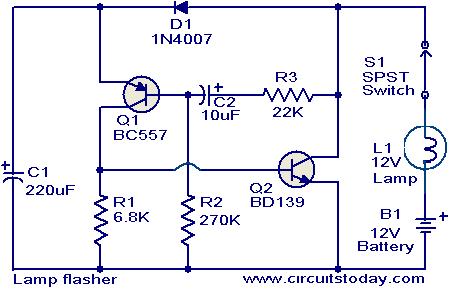 Lamp flasher circuit