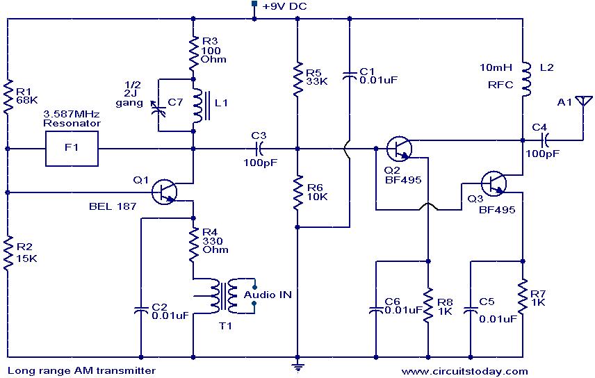 Long range AM transmitter – Circuit Schematic