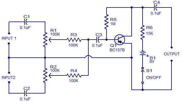 Low cost Mic Mixer – Circuit Schematic