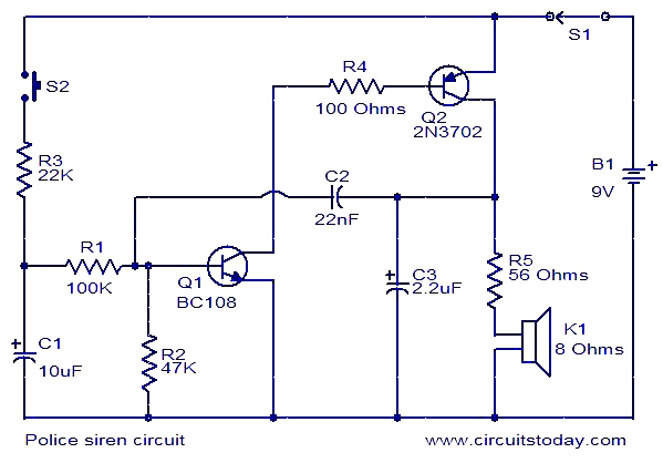 Police siren circuit