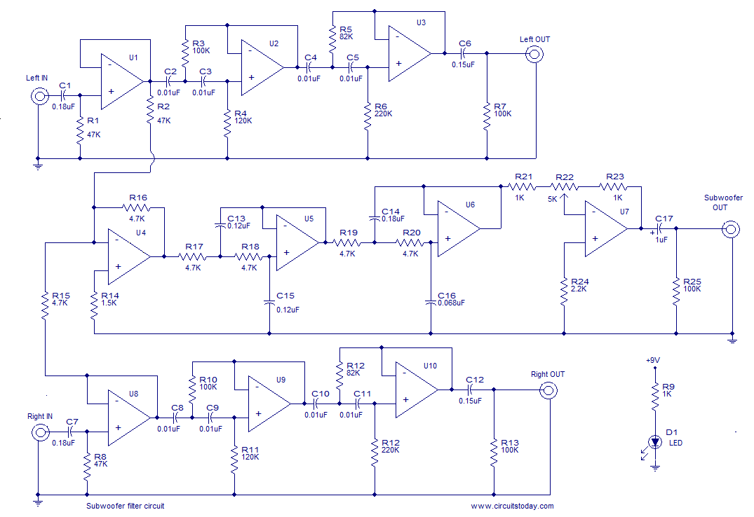 Subwoofer filter – Circuit Schematic