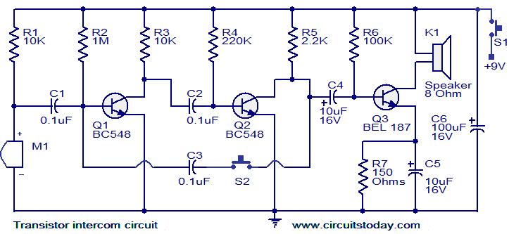 Transistor intercom circuit