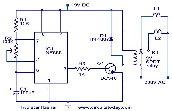 Two star flasher circuit