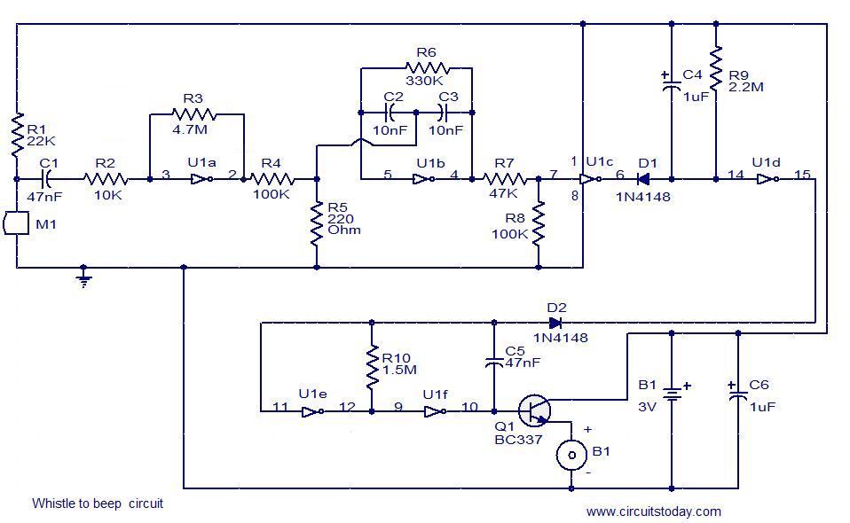 Whistle to beep circuit – Circuit Schematic