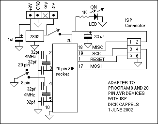 Adaptor for 8 and 28 pin AVR circuit