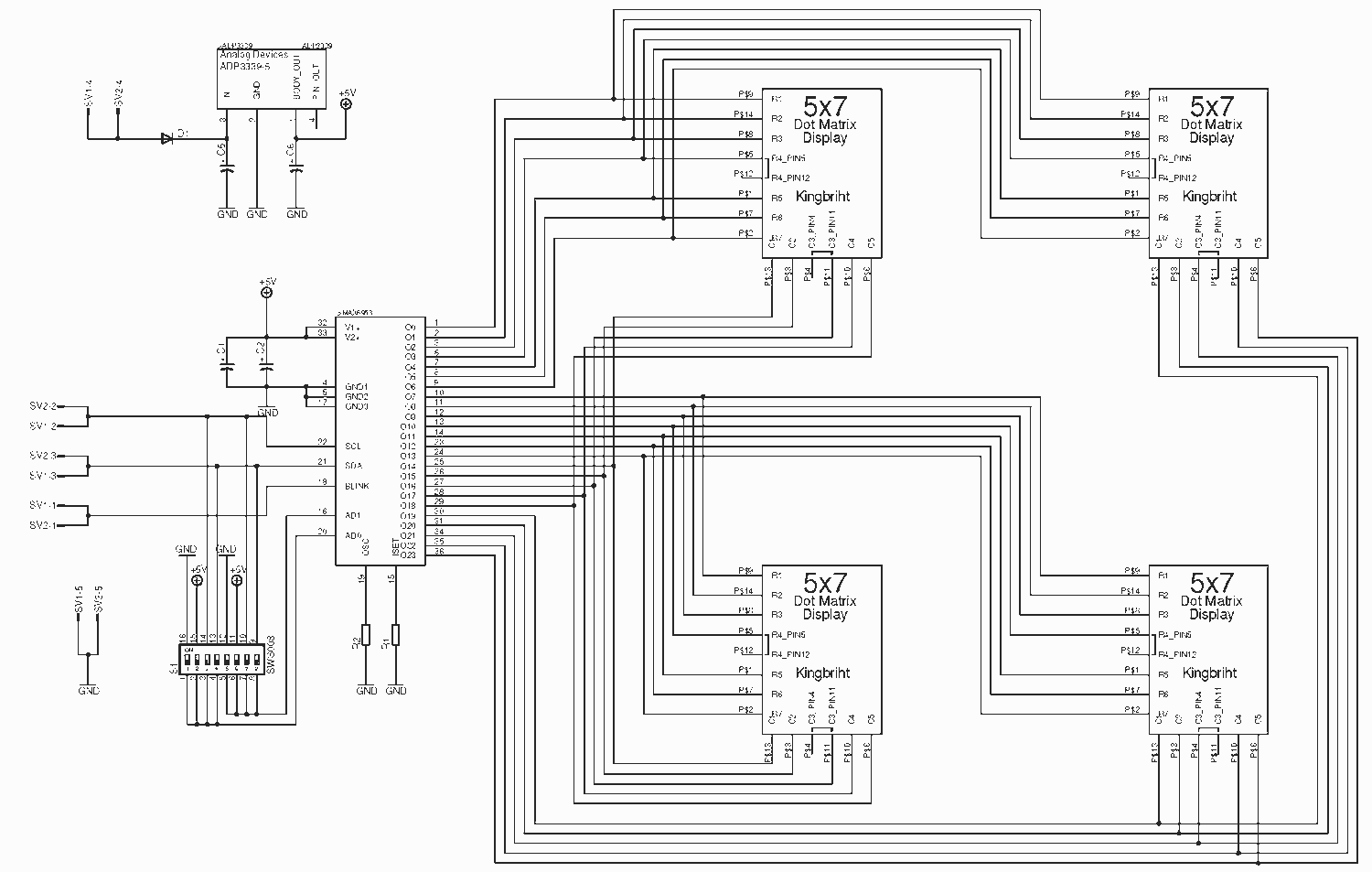 MAX6953 Development board – Circuit Schematic
