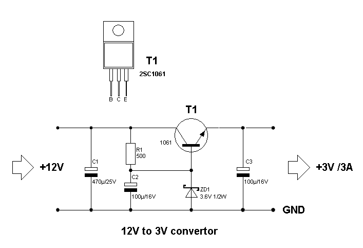 12V to 3V convertor circuit