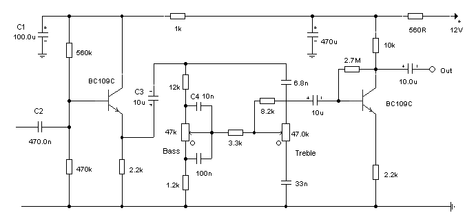 Bass And Treble Controller Circuit Based On The Classic Baxandall Tone Control Circuitry – Circuit Schematic