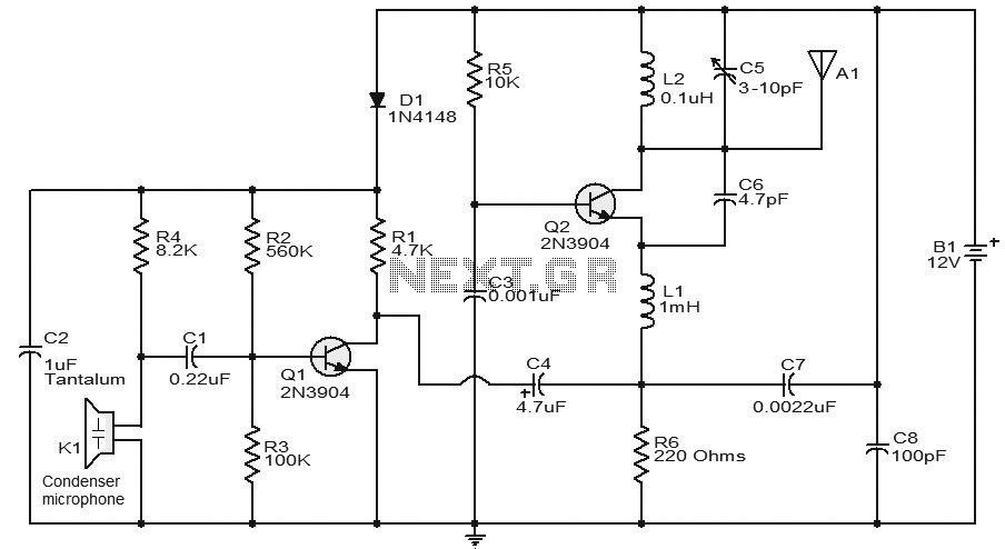2N3904 Transistor For 200M FM Transmitter – Circuit Schematic