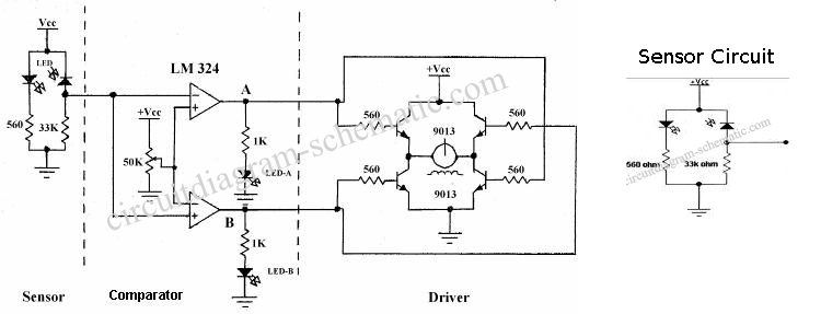 Sensor Circuit Of Analog Line Follower Robot circuit