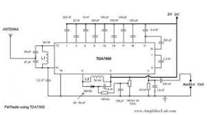 Single Chip FM Radio Circuit With TDA7000 IC circuit