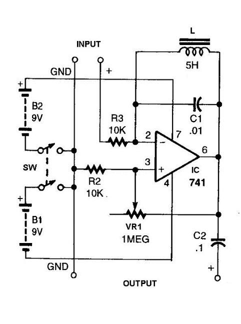 Simple Ham Radio Circuit Audio Filter With 741 IC – Circuit Schematic