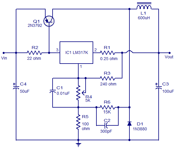 Power SupplyCircuit And Schematic With LM317K IC