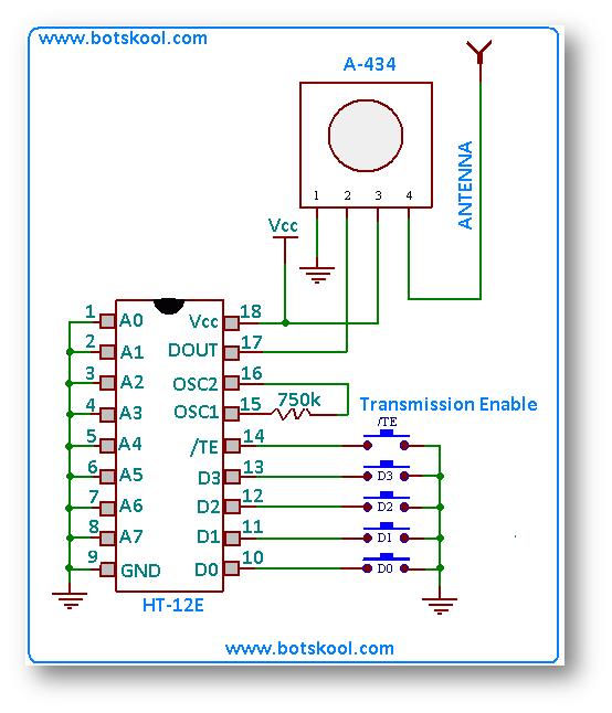 RF Remote Control With HT12E IC circuit