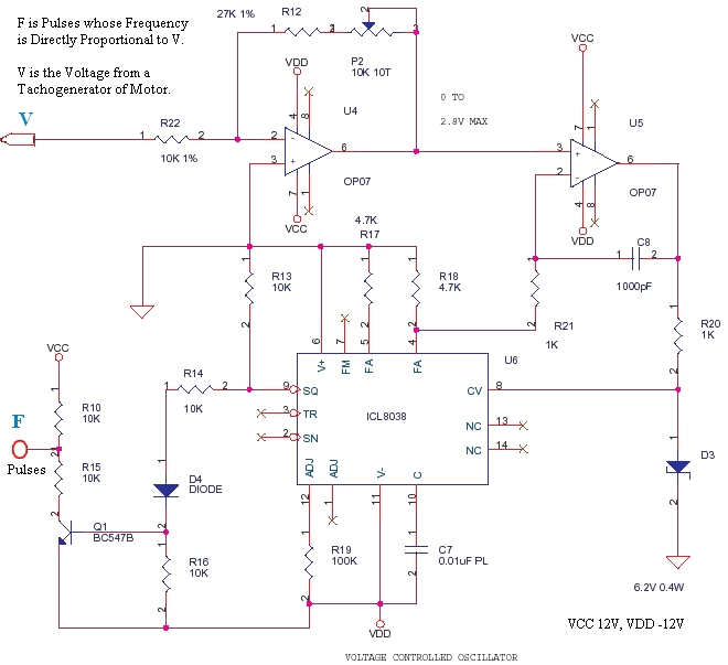 voltage to frequency converter icl8038 – Circuit Schematic