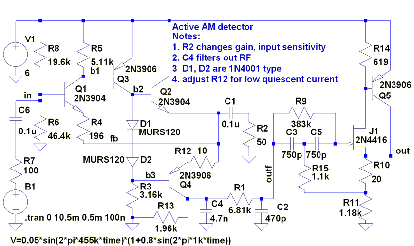 AM Broadcast Detector – Circuit Schematic