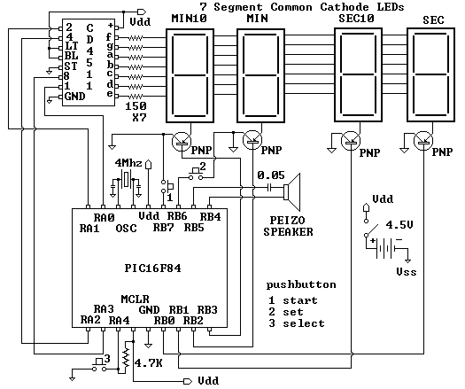 7Segment Common LED UV Exposure Box circuit