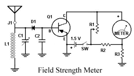 2N107 Radio Frequency Field Strength Meter circuit