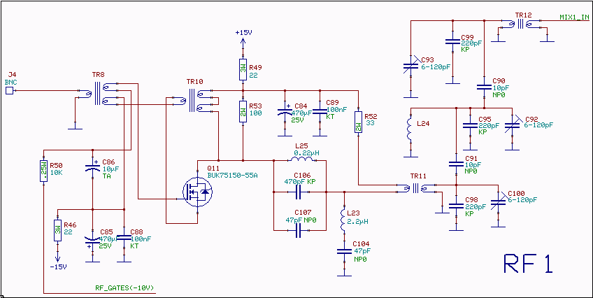 107 MHz RF Amplifier And Filter circuit