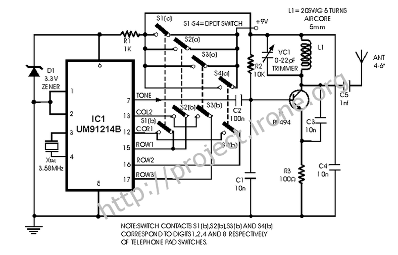 Radio frequency Of Remote Control circuit