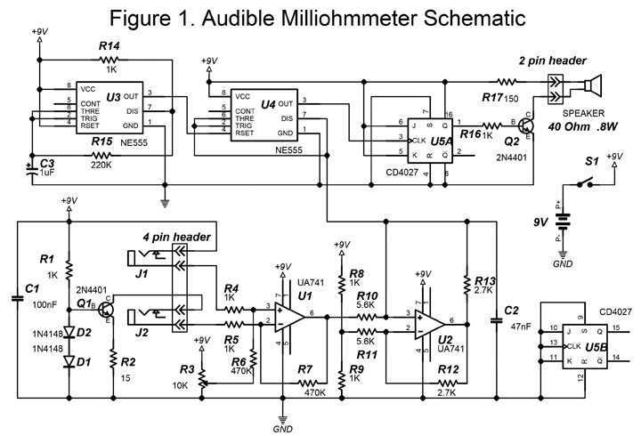Audible Milliohmmeter with 555