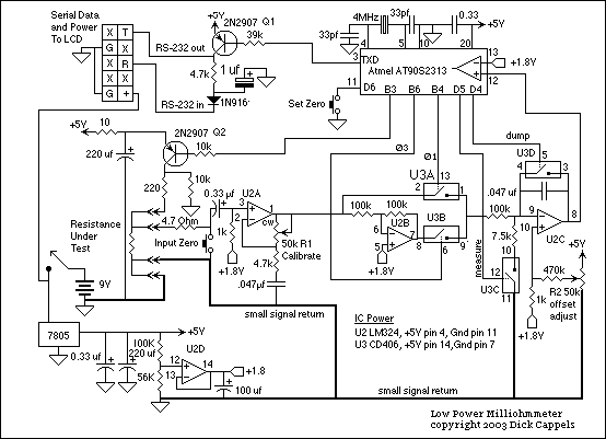 milliohmmeter with AT90S2313 circuit