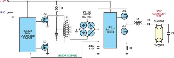 12V Flourescent Lamp Inverter circuit