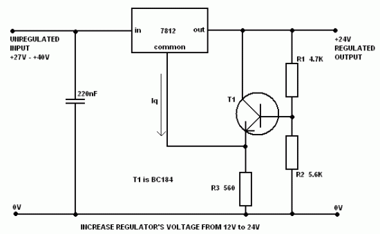 Increase Regulator Voltage Output Schematic Diagram circuit