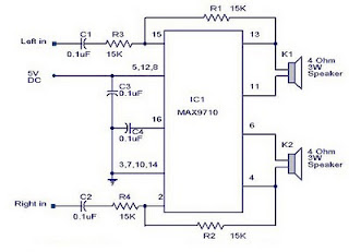 3W Stereo Amplifier schematic circuit