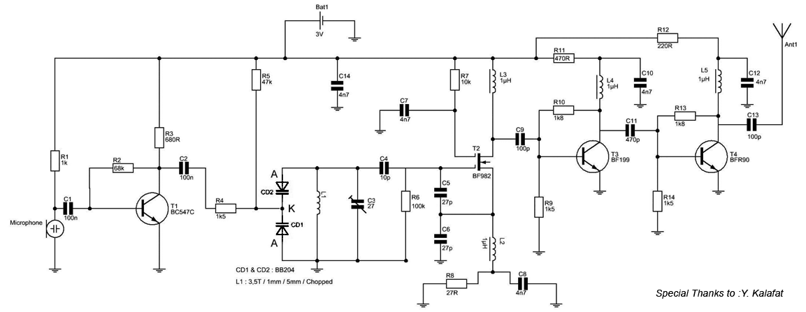 3volt fm transmitter for 88mhz – Circuit Schematic